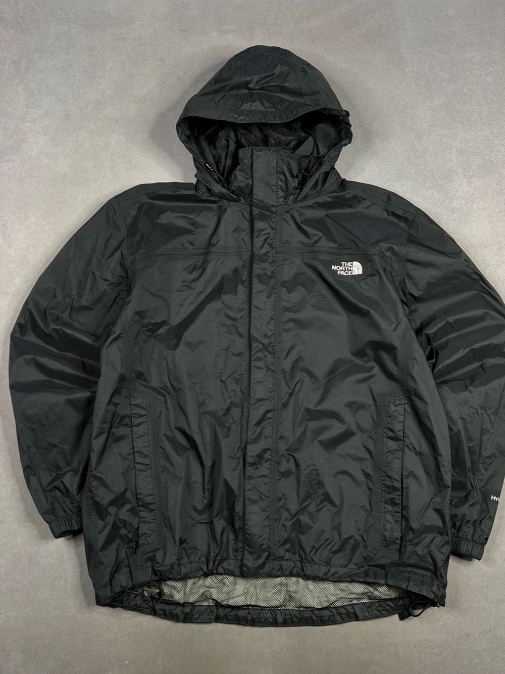 The North Face HyVent Hooded Rain Jacket Black Windbreaker XL